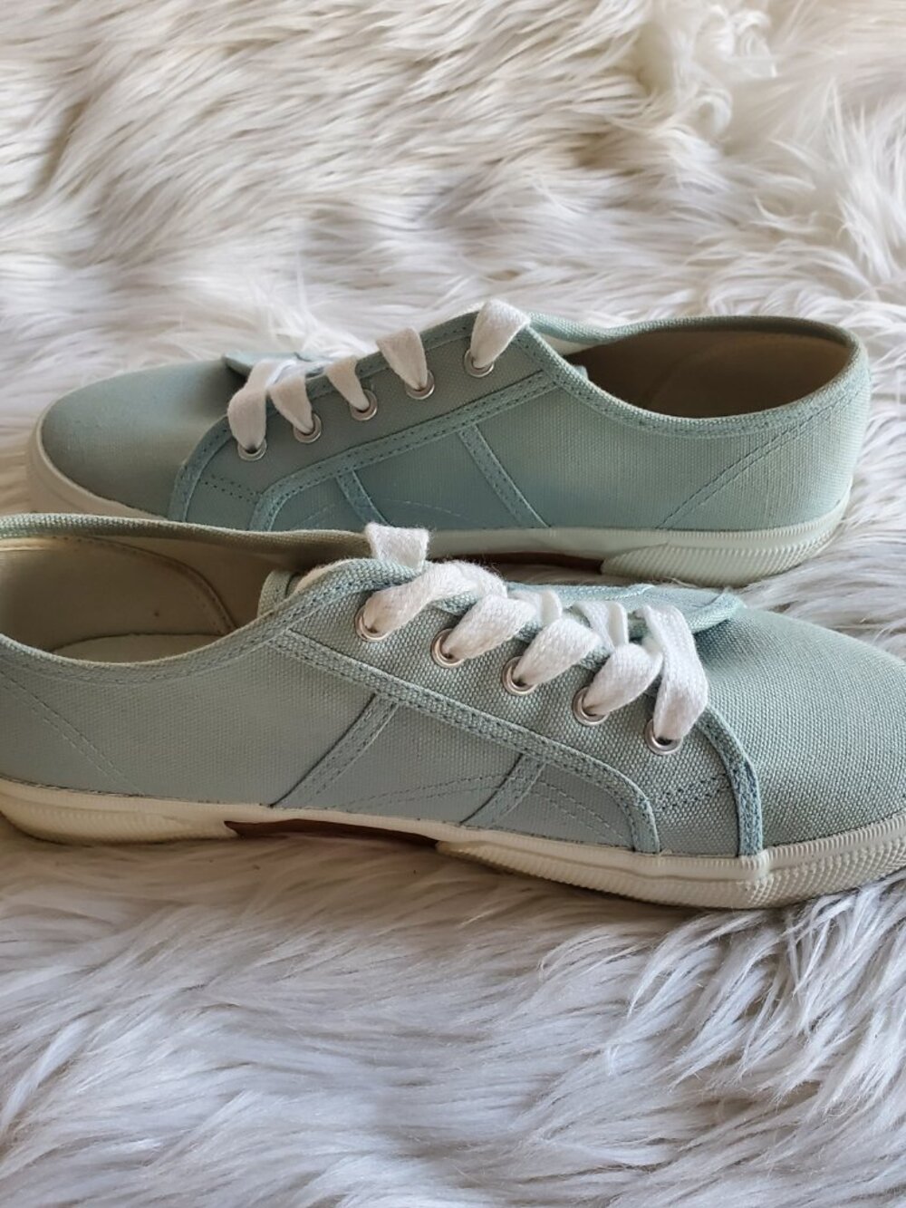 Lands' End Classic Pale Blue Canvas Lace-Up Sneaker SZ 7.5 - Picture 6 of 9